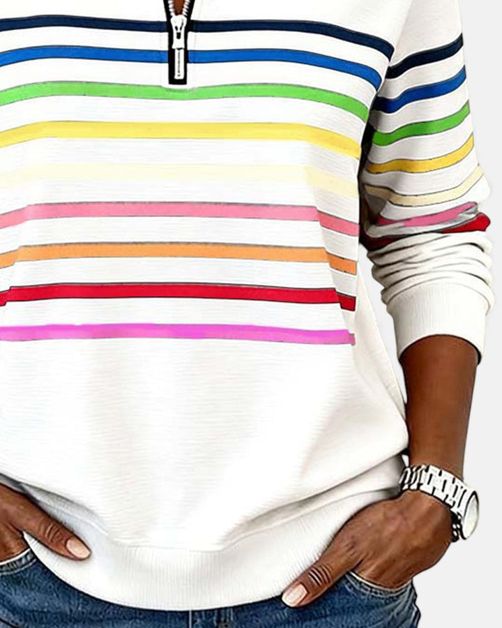 AMY | Striped Half-Zip Pullover