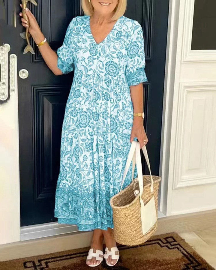 Thalia | Graceful V-Neck Floral Dress