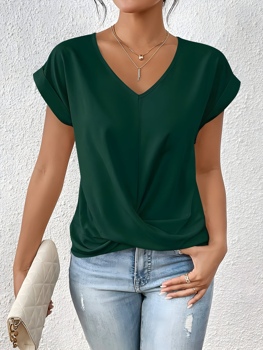 ANDREA | Relaxed V-Neck Twist Top
