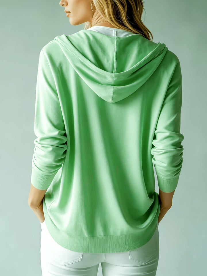 Valentina | Light Green Hooded Cardigan with Button Closure