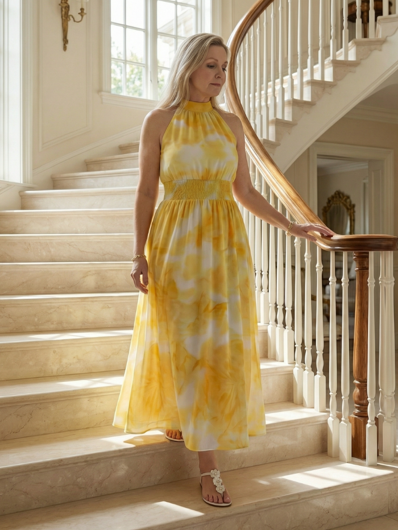 SYLLIN | Gathered Halter Midi Dress