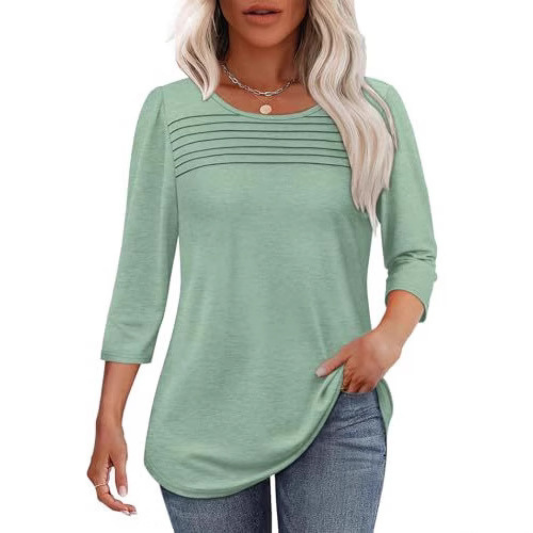Kinsley | Casual Pleated Front Spring Top