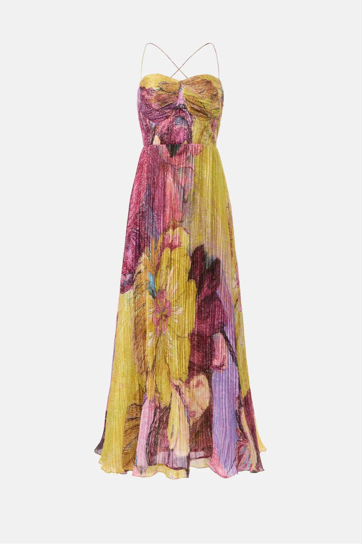 HALLIE | Multicolored Ikat Print Maxi Dress