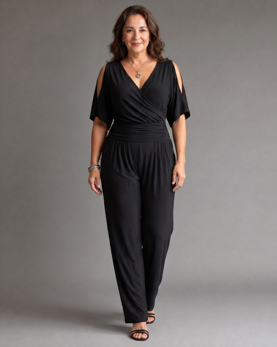 Diana | Cold Shoulder Wrap Waist Relaxed Jumpsuit