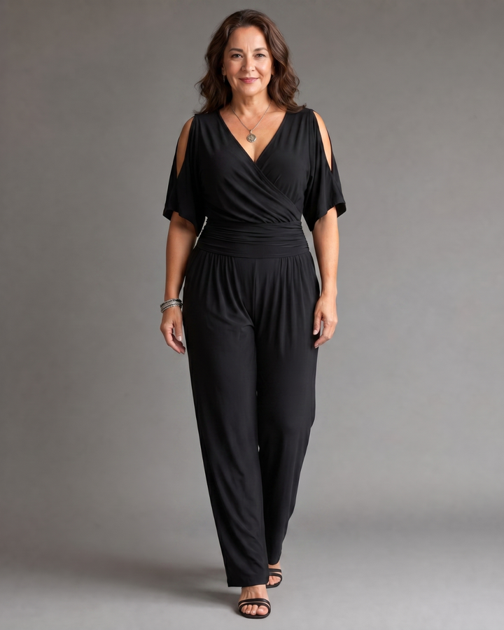 Diana | Cold Shoulder Wrap Waist Relaxed Jumpsuit