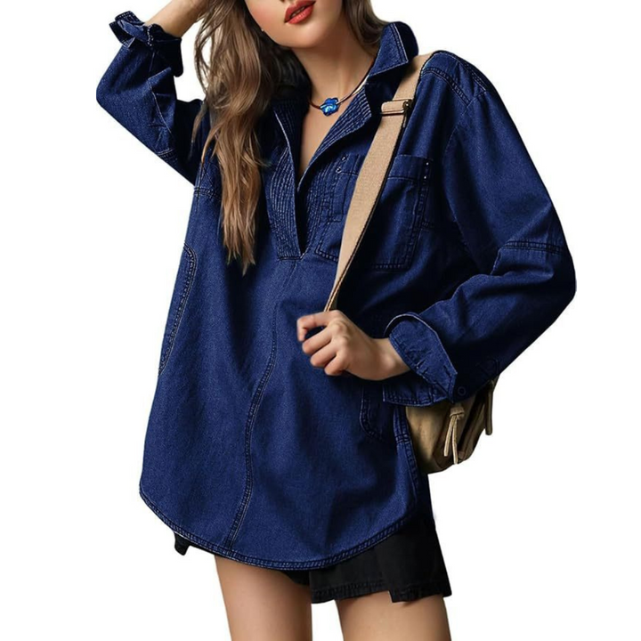 Riley | Chic V-Neck Denim Tunic Top