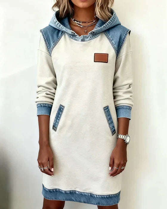Natalie | Cozy Contrast Hooded Dress