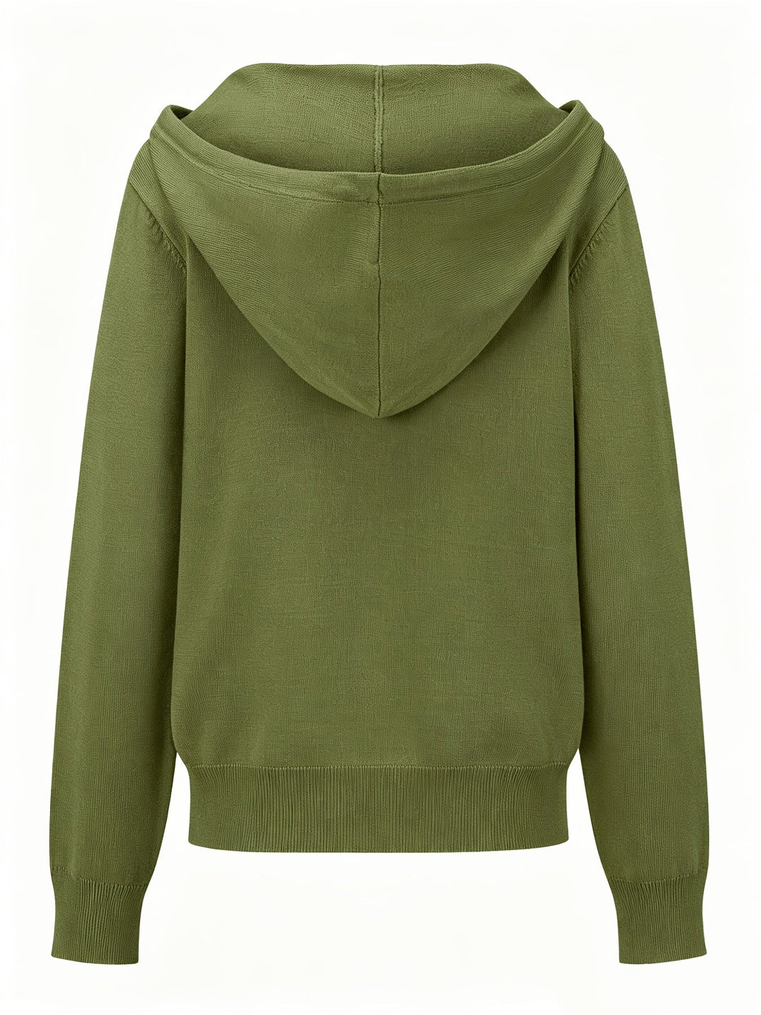 Alessia | Military Green Hooded Cardigan with Button Closure