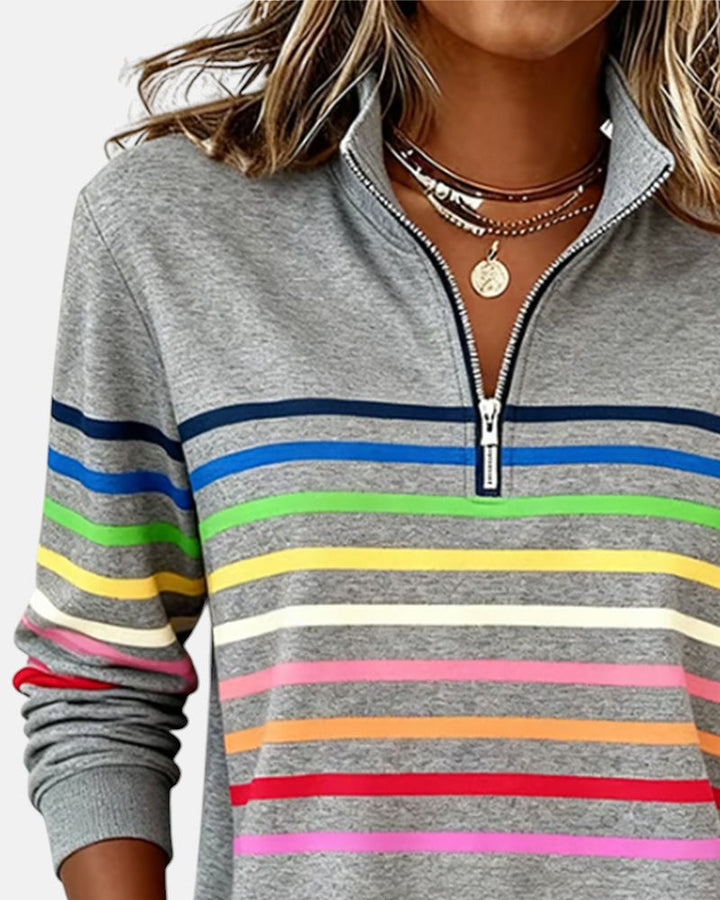 AMY | Striped Half-Zip Pullover