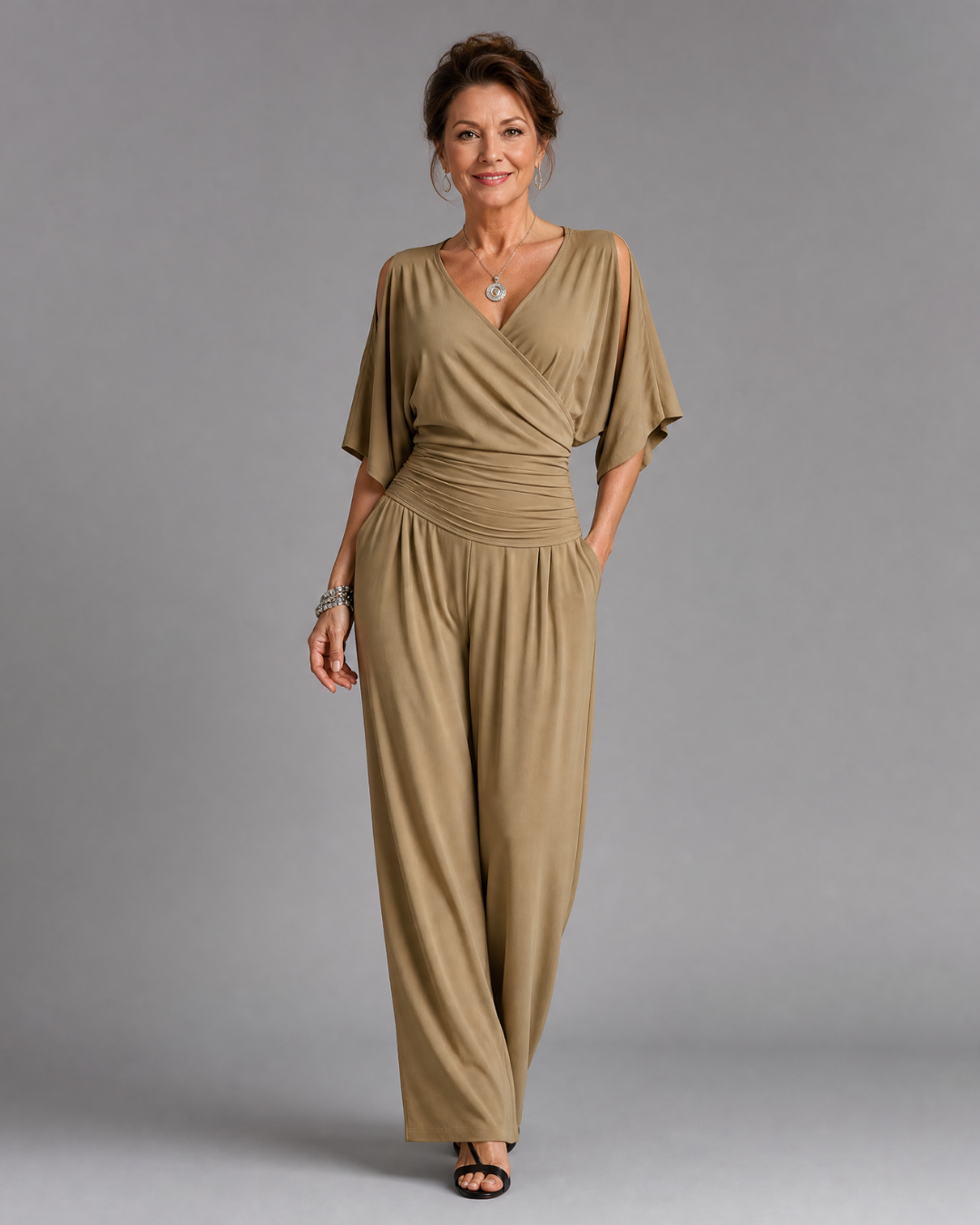 Diana | Cold Shoulder Wrap Waist Relaxed Jumpsuit