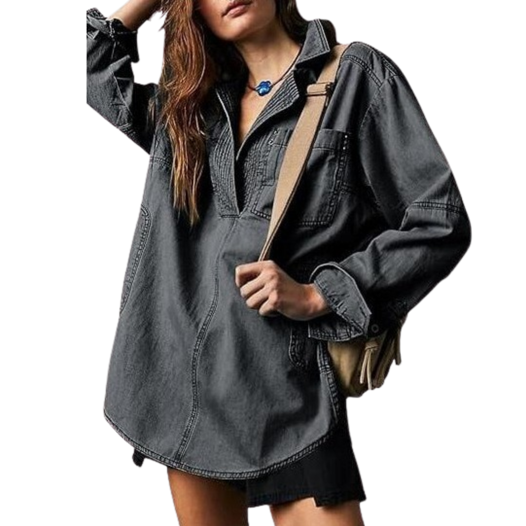Riley | Chic V-Neck Denim Tunic Top