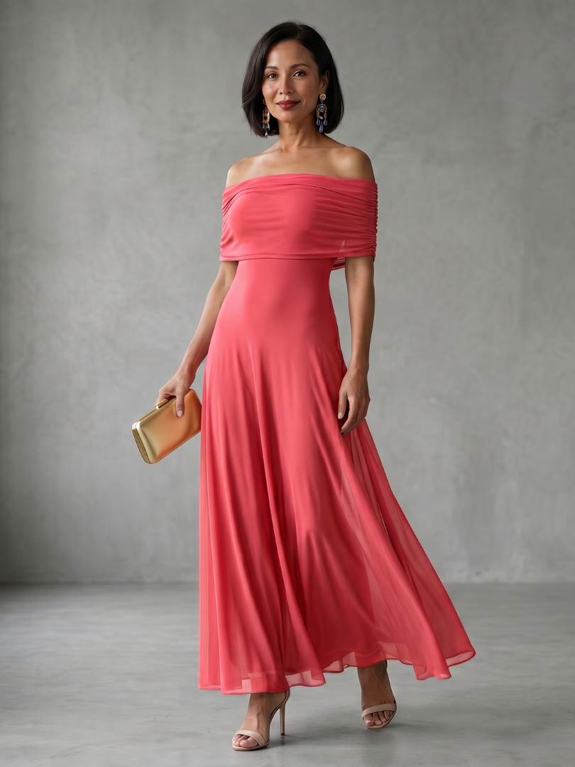 Bellthorne | Off Shoulder Draped Midi Dress