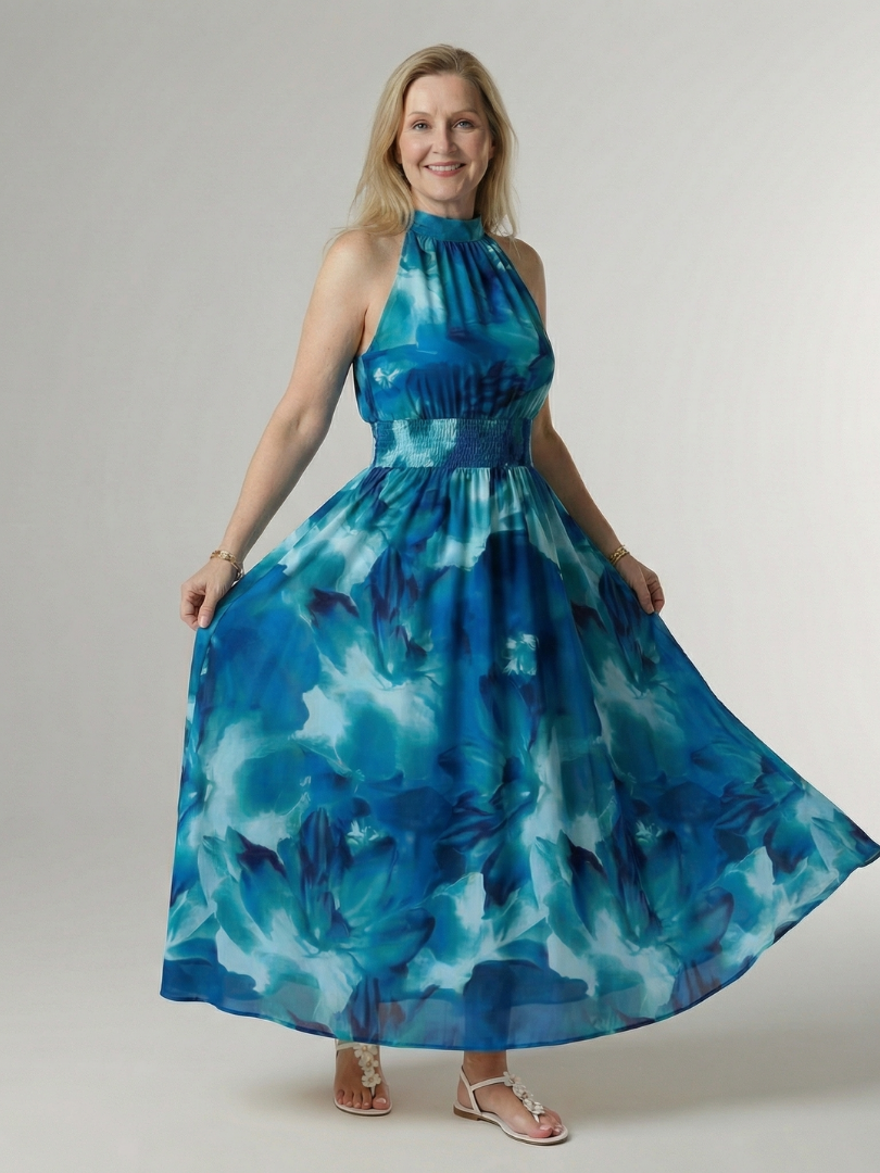 SYLLIN | Gathered Halter Midi Dress