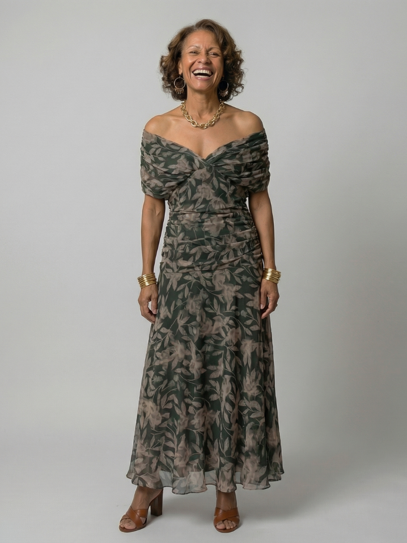 CALEN | Off Shoulder Flow Midi Dresses