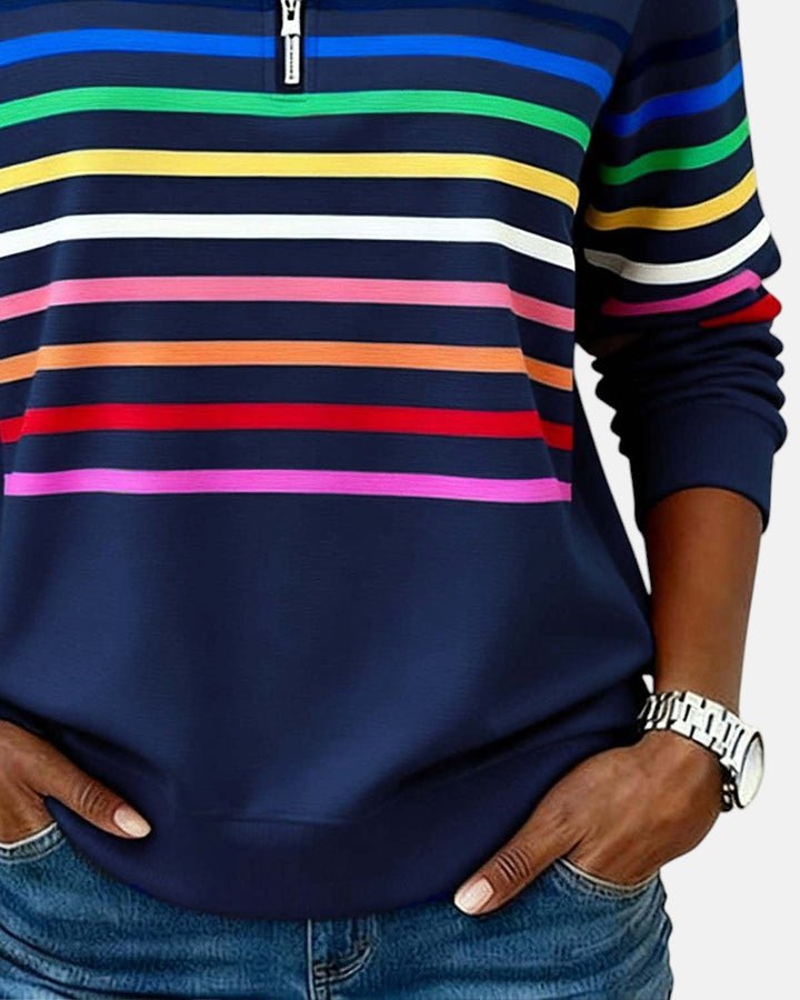 AMY | Striped Half-Zip Pullover