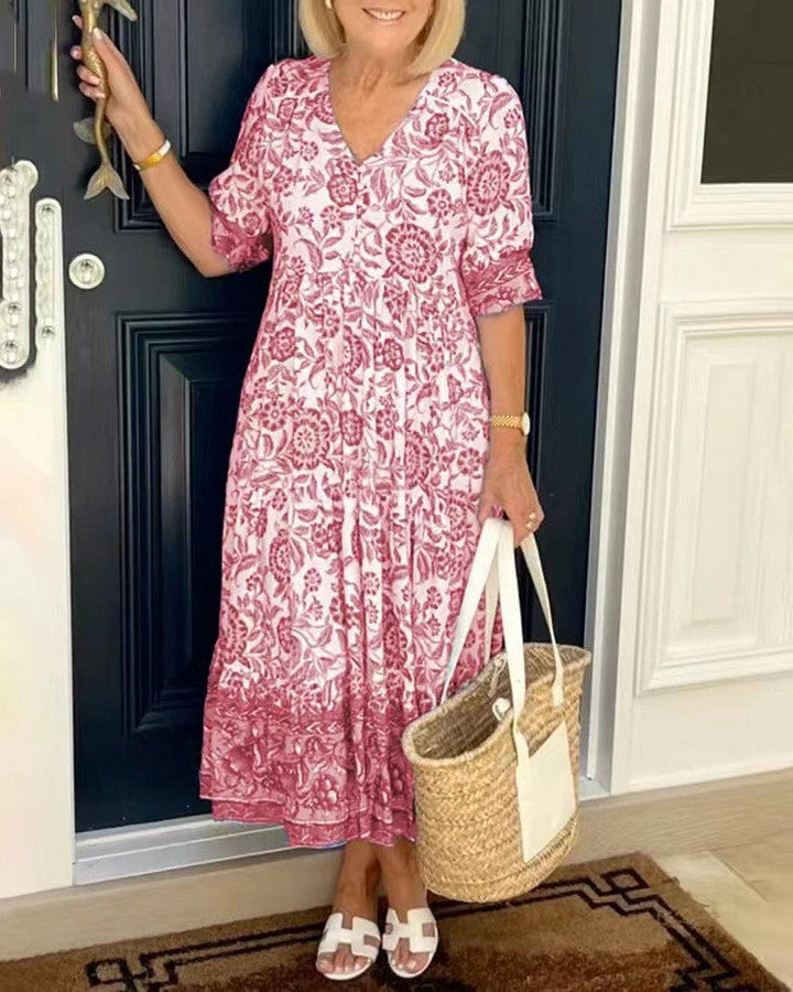 Katherine | Graceful V-Neck Floral Dress