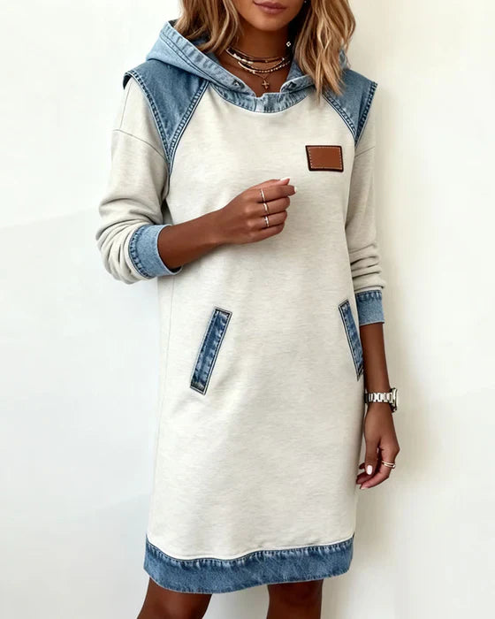Natalie | Cozy Contrast Hooded Dress