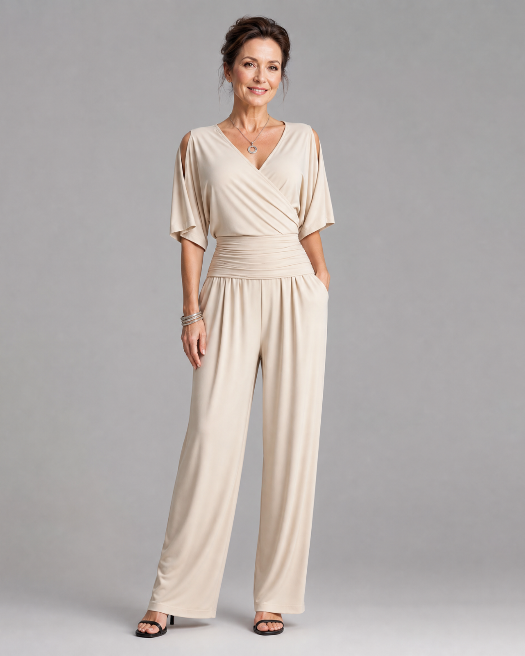 Diana | Cold Shoulder Wrap Waist Relaxed Jumpsuit