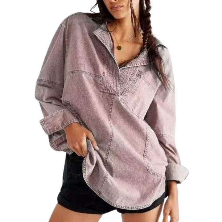 Riley | Chic V-Neck Denim Tunic Top