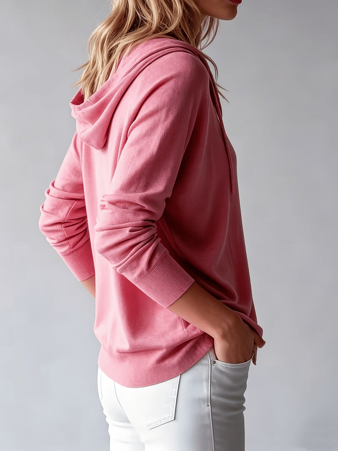 Rosanna | Pink Hooded Cardigan with Button Closure