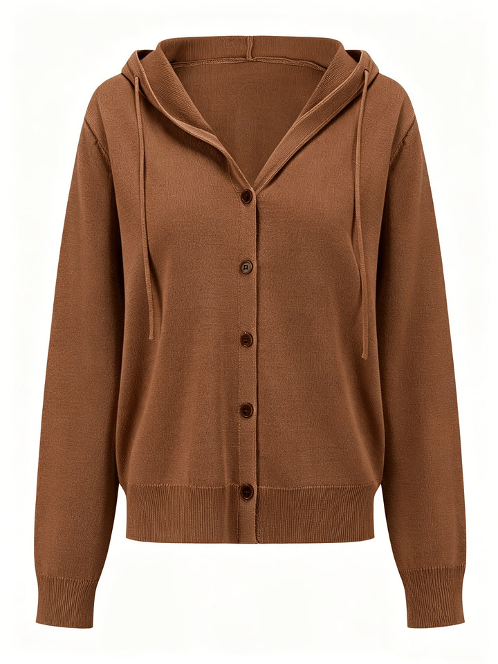 Camilla | Cappuccino Hooded Cardigan with Buttons