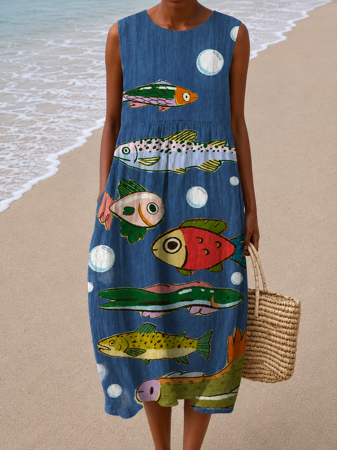 Mia - Women’s Sleeveless Relaxed Fit Midi Dress