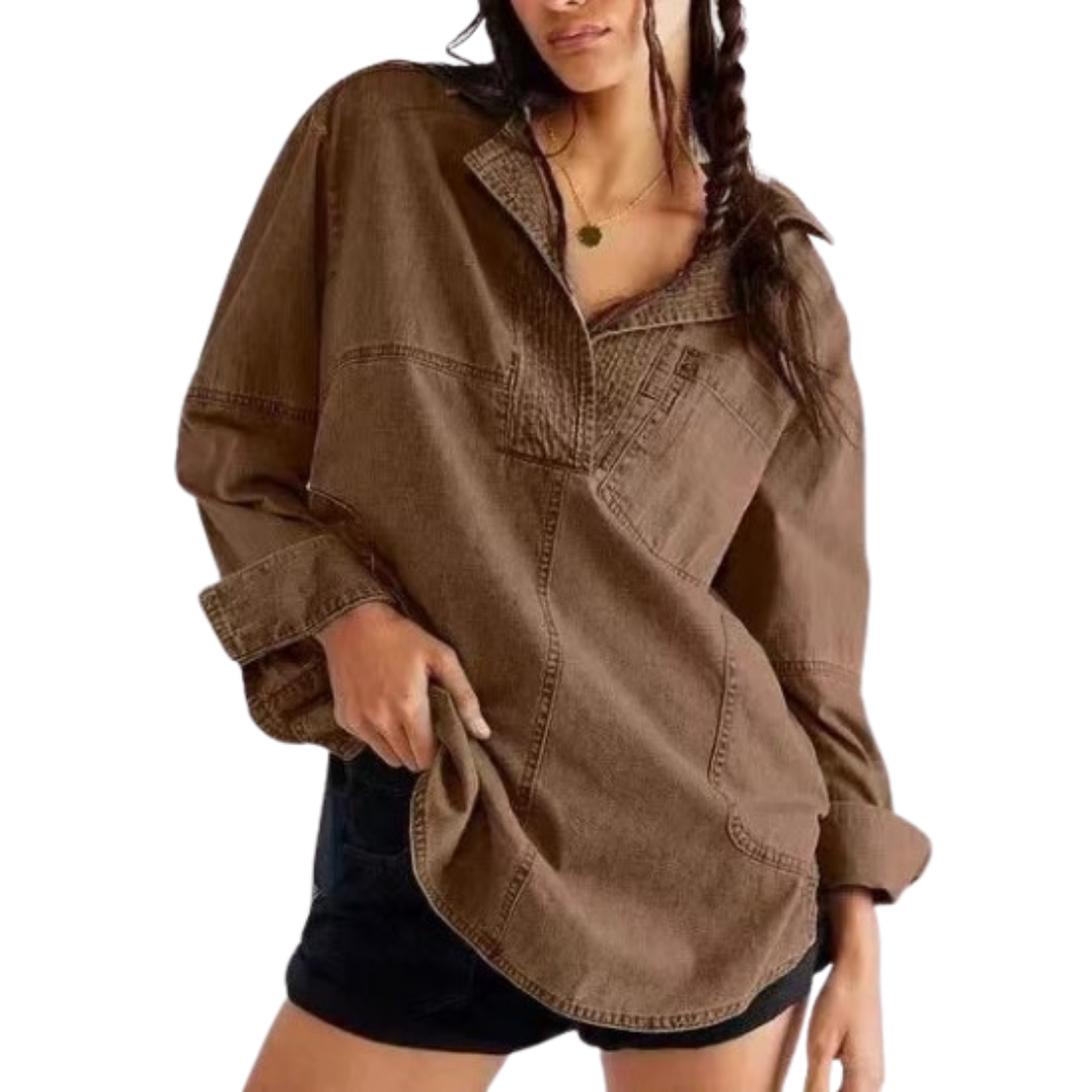 Riley | Chic V-Neck Denim Tunic Top