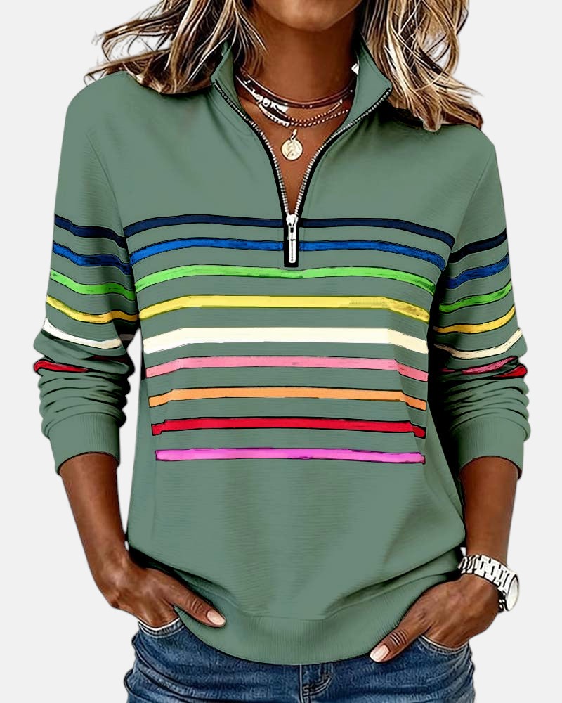 AMY | Striped Half-Zip Pullover