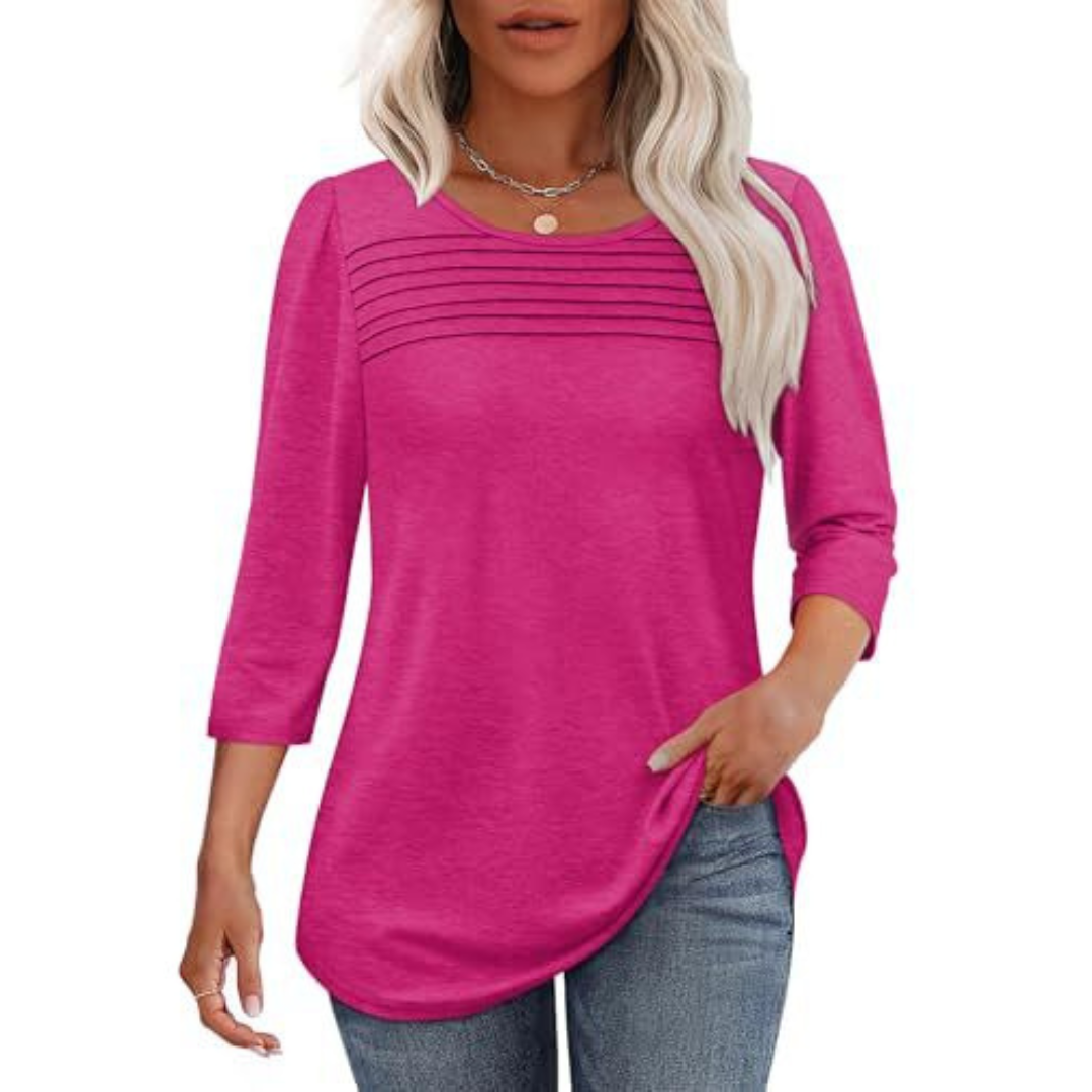 Kinsley | Casual Pleated Front Spring Top