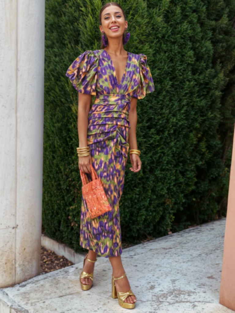 Amelia™ | Vivid Pleated Midi Dress 2