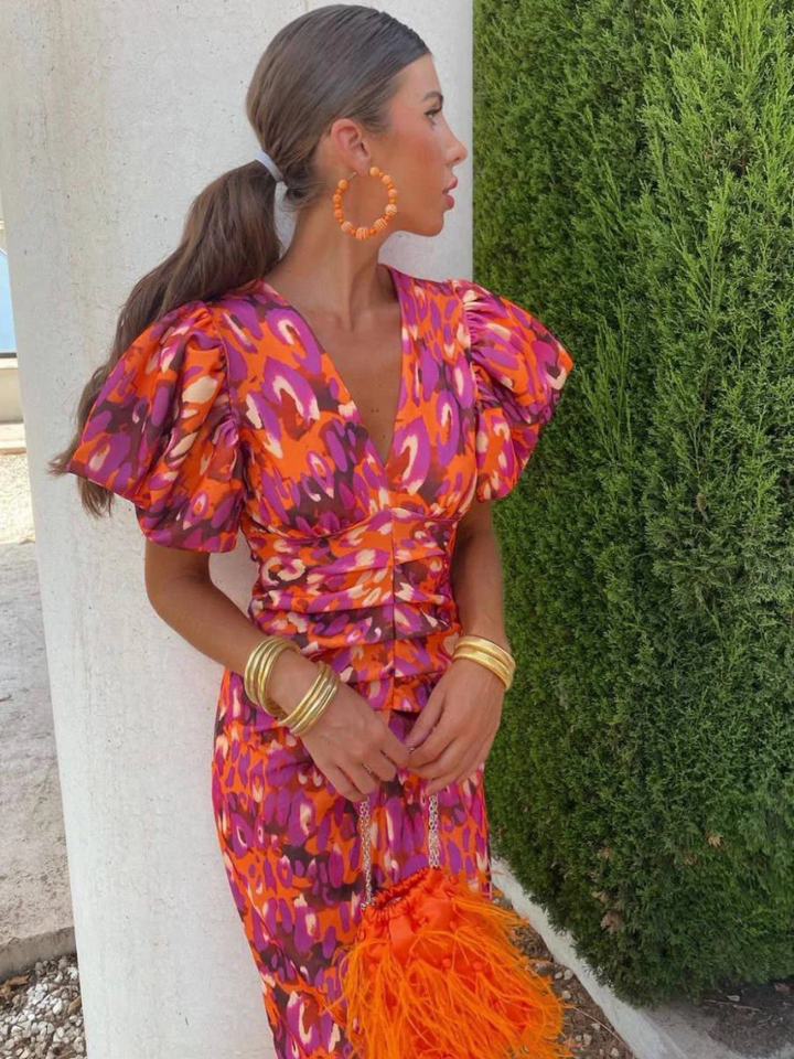 Amelia™ | Vivid Pleated Midi Dress 4