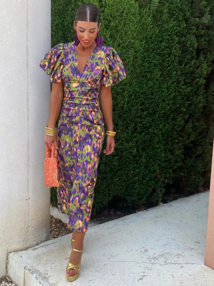 Amelia™ | Vivid Pleated Midi Dress 8