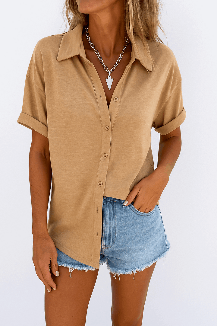 AMBER | Effortless Short-Sleeve Button-Up Shirt