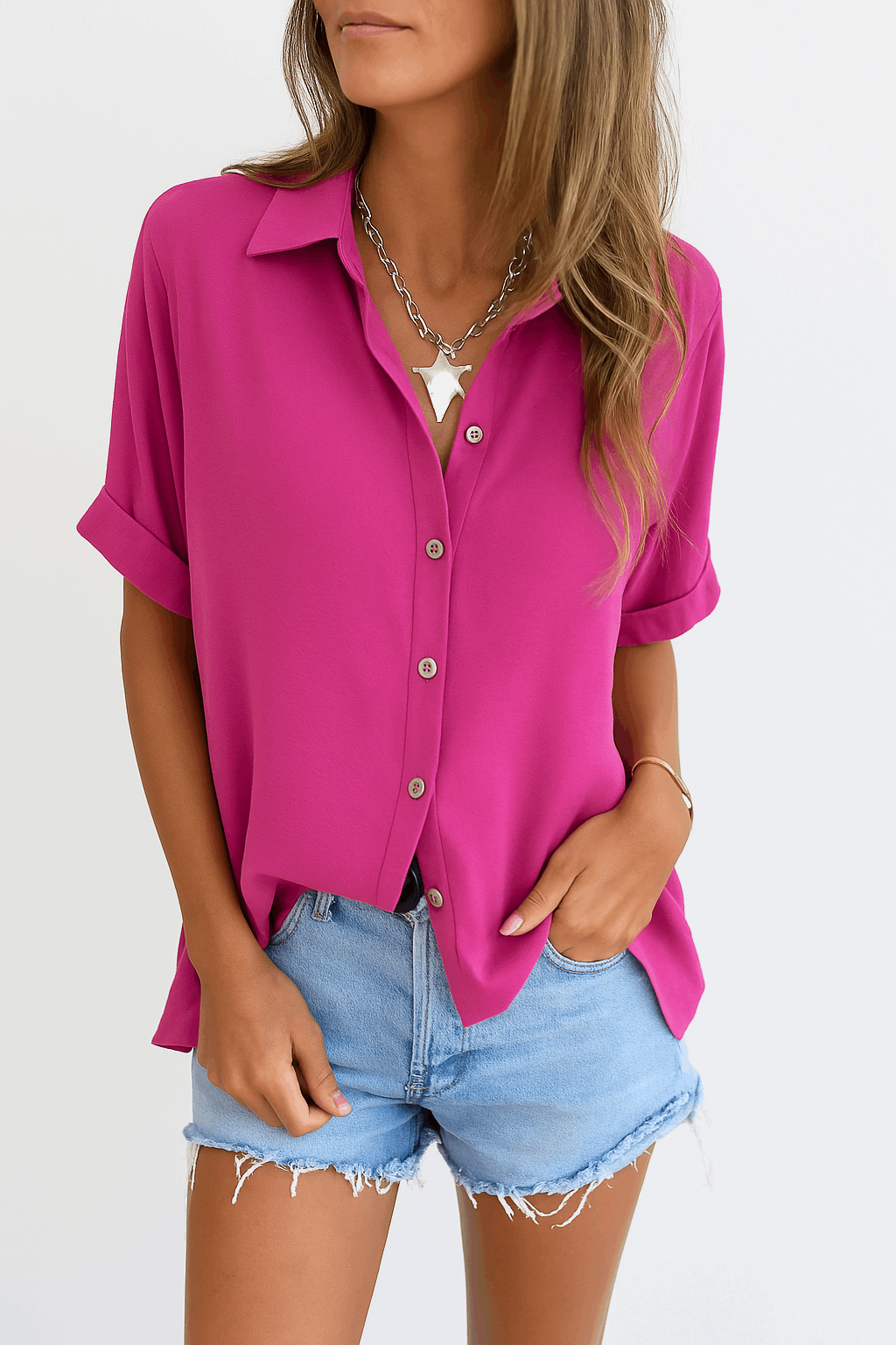 AMBER | Effortless Short-Sleeve Button-Up Shirt
