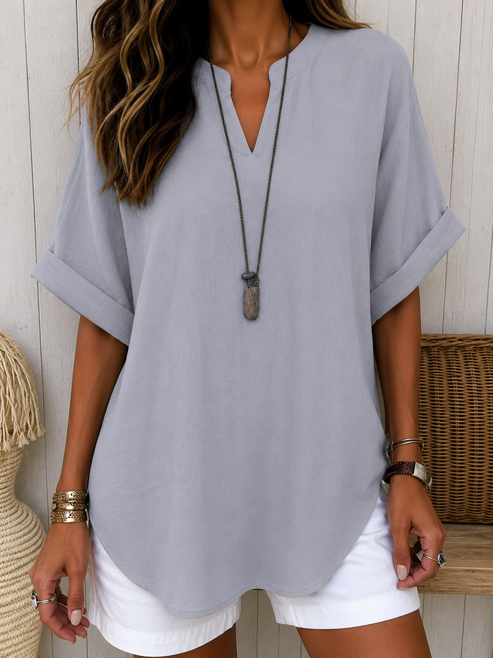 Emma™ – Casual Plain Short Sleeve Blouse