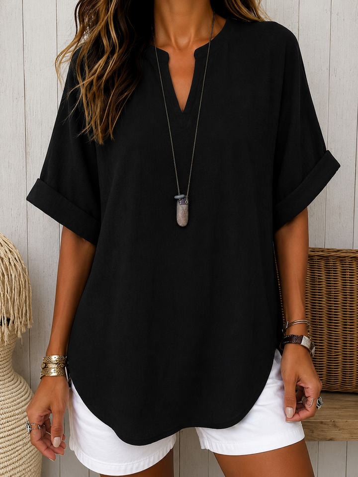 Emma™ – Casual Plain Short Sleeve Blouse