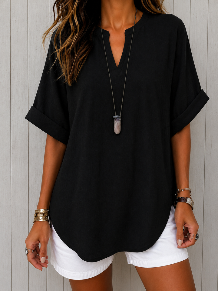 Emma™ – Casual Plain Short Sleeve Blouse