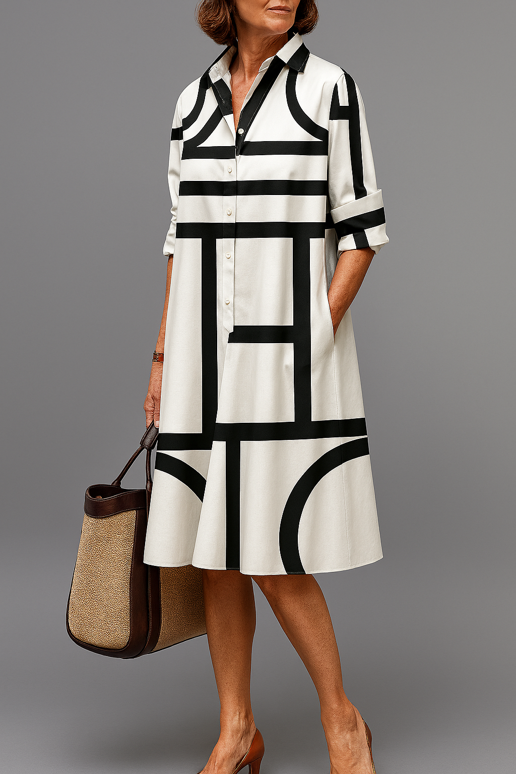 Genevieve™ Geometric Midi Dress 0