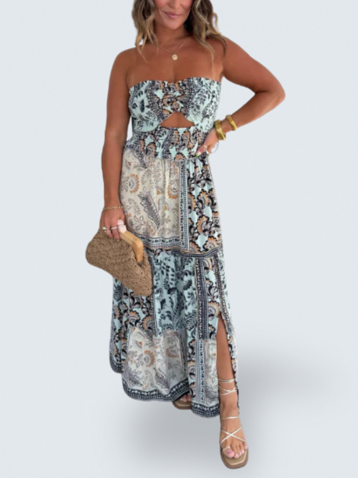 LYDIA | Boho Tile Print Maxi Dress