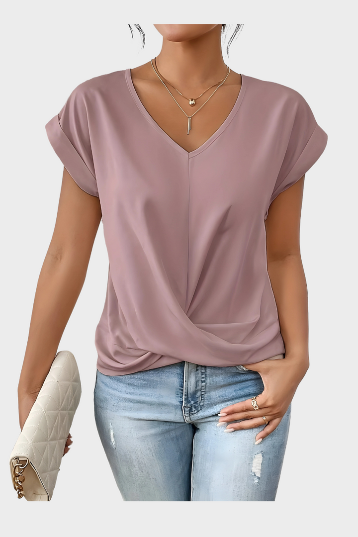 ANDREA | Relaxed V-Neck Twist Top