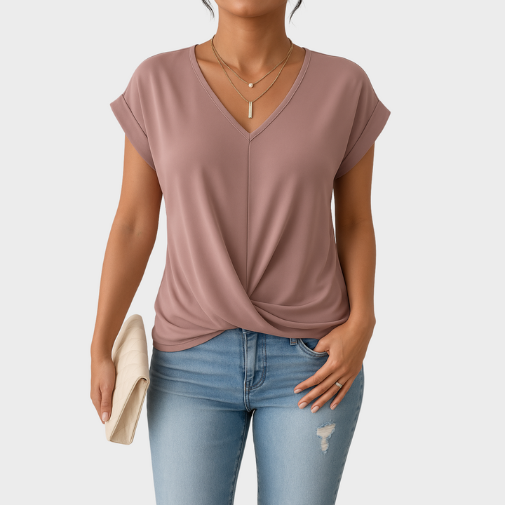 ANDREA | Relaxed V-Neck Twist Top