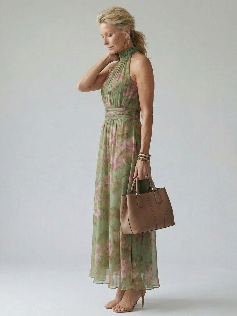 Bellthorne | Gathered Halter Midi Dress