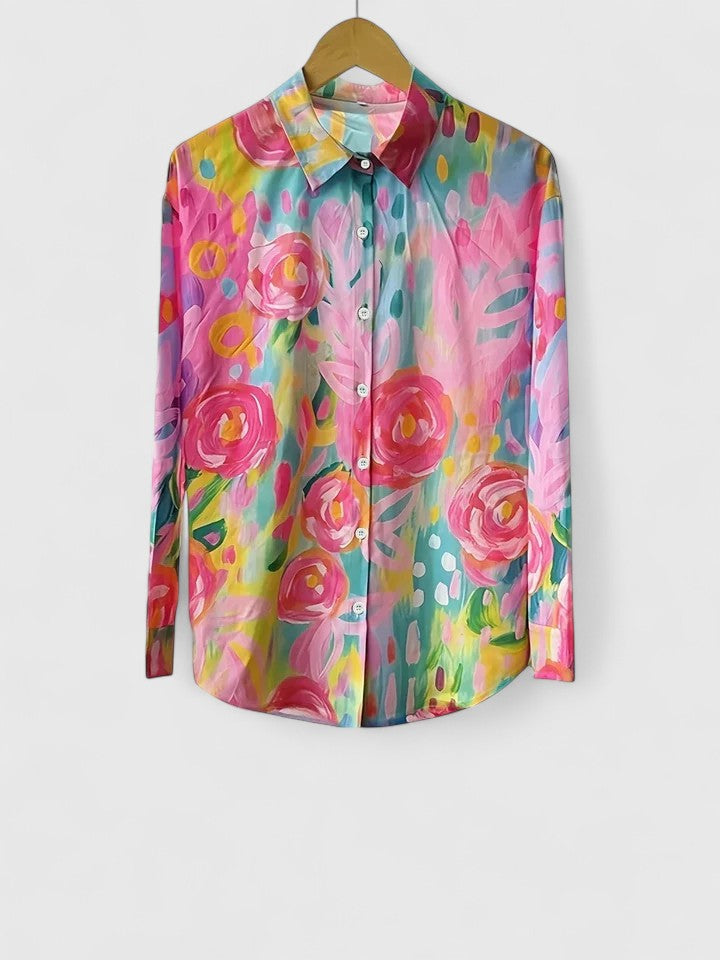 ANNABELLE | Vibrant Artistic Button-Up Blouse