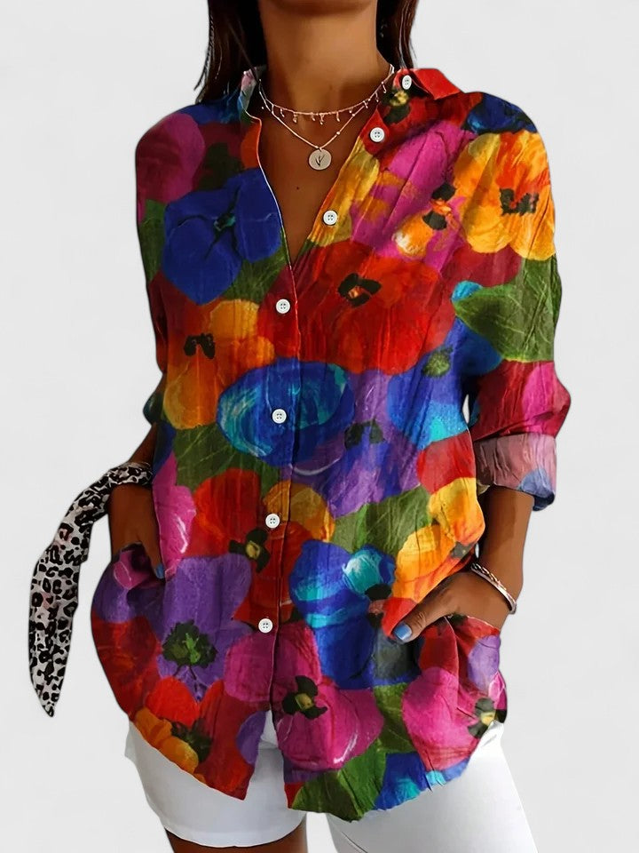 ANNABELLE | Vibrant Artistic Button-Up Blouse