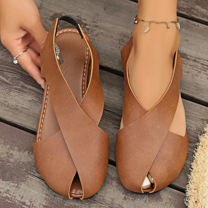 Roma | Minimalist Cross-Strap Flat Sandal