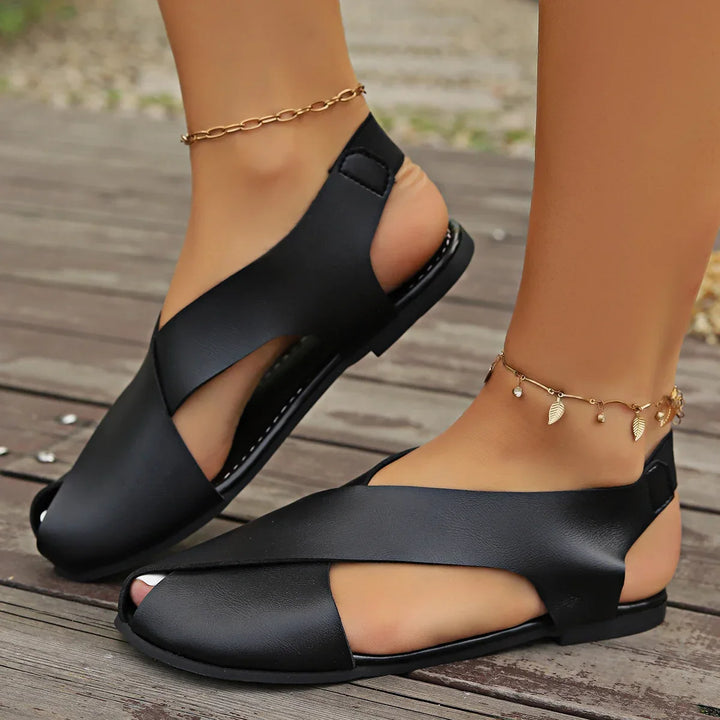 Roma | Minimalist Cross-Strap Flat Sandal