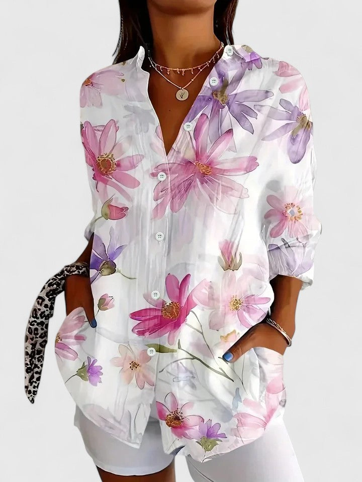 ANNABELLE | Vibrant Artistic Button-Up Blouse