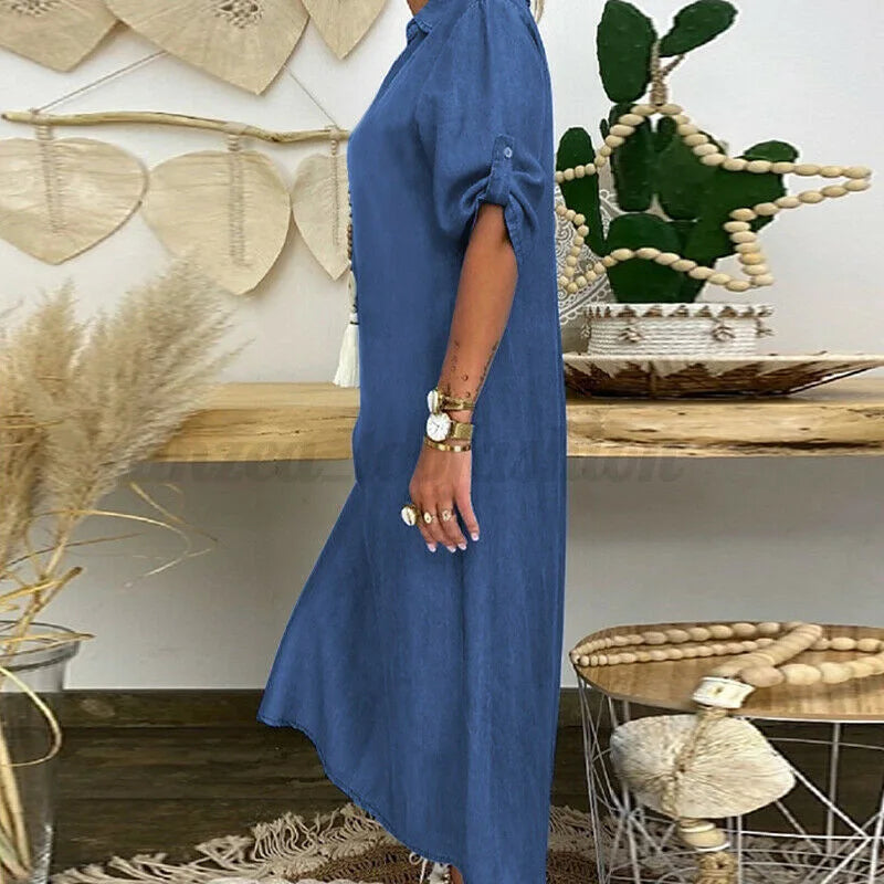 Hailey | Comfortable Shirt Dress in Denim