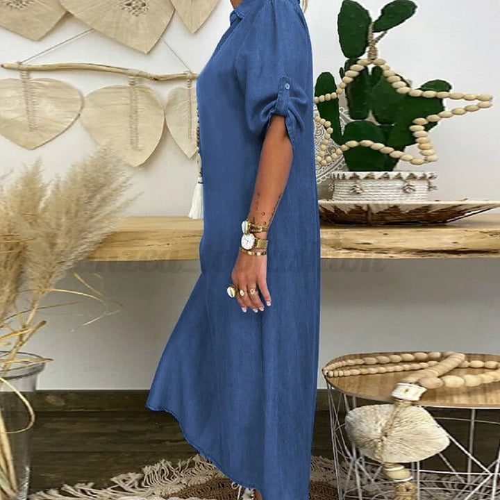 Hailey | Comfortable Shirt Dress in Denim