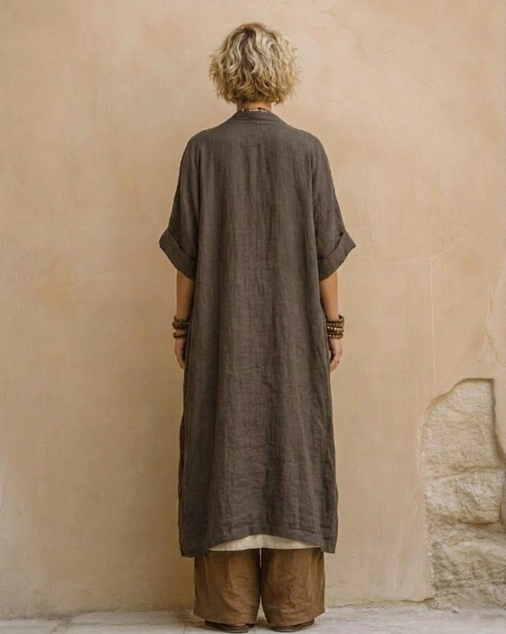 Sophie | Dark Gray & Brown Tribal Print Three-Piece Set